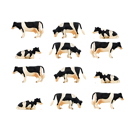 Kids Globe Black and White Cows Toy Standing/Laying Down, 1:32 Scale, 12 pk., KG571929