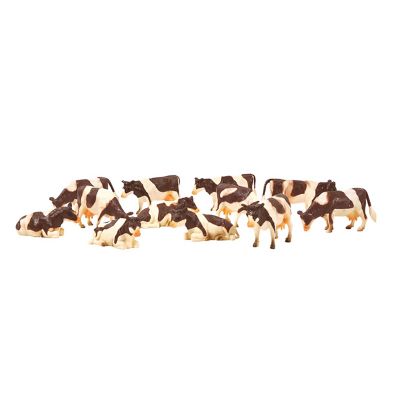 Kids Globe Brown and White Cows Toy Standing/Laying Down, 1:32 Scale, 12 pk., KG571968