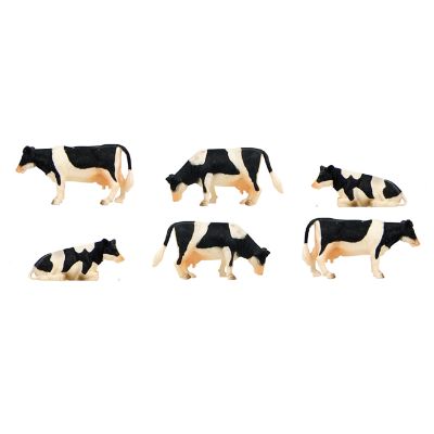 Kids Globe Black and White Cows Toy Standing/Laying Down, 1:32 Scale, 6 pk., KG570009
