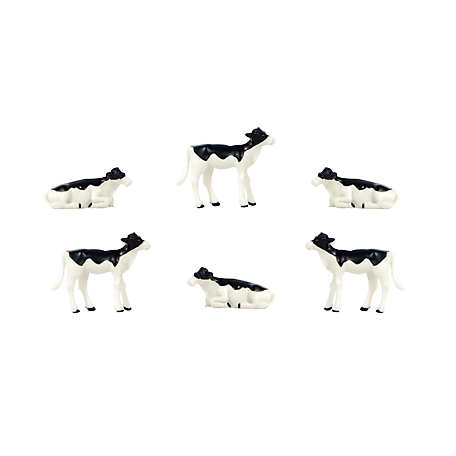 Kids Globe Black and White Calves Toy Standing/Laying Down, 1:32 Scale, 6 pk., KG571974