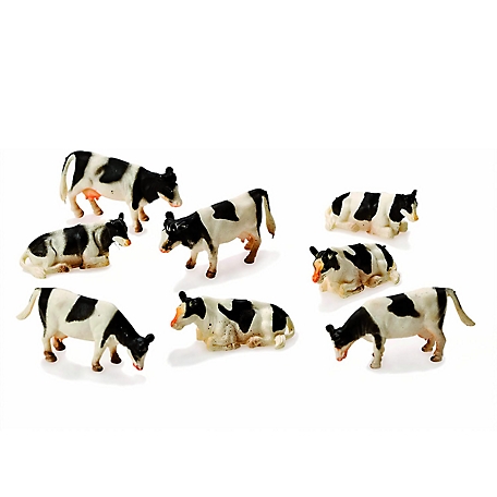 Kids Globe Black and White Toy Cows Standing/Laying Down, 8 pk., 1:87 Scale