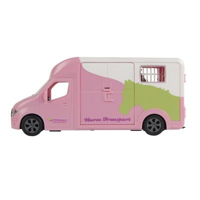 Kids Globe Pink Anemone Horse Truck Toy with 1 Horse, Pull-Back Action System and Horse Sound