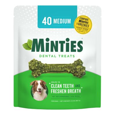 Minties Dental Bone Medium Dog Treats, 32 oz Good for the small dogs and a good replacement for the milk bone dental treats