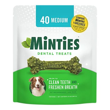 Minties Dental Bone Dog Treats, 40 ct.