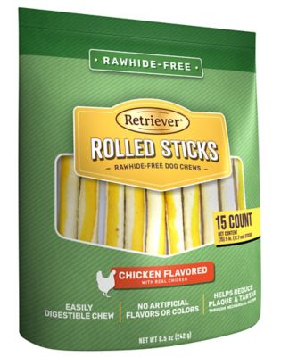 Retriever Rolled Sticks Chicken Flavor Rawhide-Free Roll Dog Chew Treats, 15 ct.