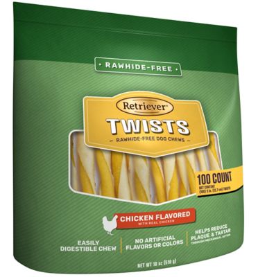 Retriever Twists Chicken Flavor Rawhide-Free Dog Chew Treats, 100 ct. No hide chews