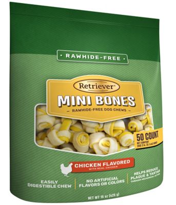 Retriever Mini Bones Chicken Flavor Rawhide-Free Dog Chew Treats, Dual Color, 50 ct. My Dogs Love These!