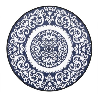 Image showing  Indoor/Outdoor Tribal Inspired Floral Area Rug, 5 x 5ft.