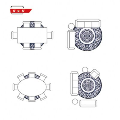 Image showing  Indoor/Outdoor Tribal Inspired Floral Area Rug, 5 x 5ft.