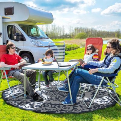 Image showing 9 th Nuu Garden Indoor/Outdoor Tribal Inspired Floral Area Rug, 5 x 5ft.