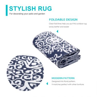 Image showing 6 th Nuu Garden Polypropylene Indoor/Outdoor Tribal Inspired Floral Area Rug, 5.3 x 7.3ft.