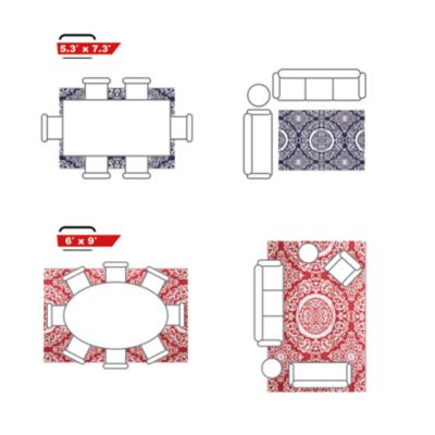 Image showing 8 th Nuu Garden Polypropylene Indoor/Outdoor Tribal Inspired Floral Area Rug, 5.3 x 7.3ft.