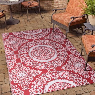 Nuu Garden Polypropylene Indoor/Outdoor Tribal Inspired Floral Area Rug, 6 ft. x 9 ft.