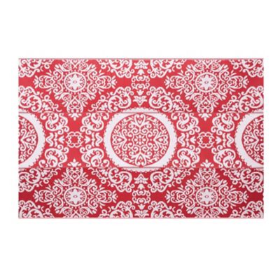 Image showing  Polypropylene Indoor/Outdoor Tribal Inspired Floral Area Rug, 6 x 9ft.