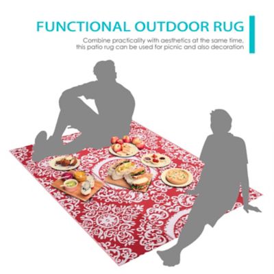 Image showing  Polypropylene Indoor/Outdoor Tribal Inspired Floral Area Rug, 6 x 9ft.