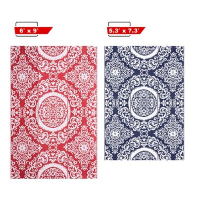 Image showing 5 th Nuu Garden Polypropylene Indoor/Outdoor Tribal Inspired Floral Area Rug, 6 x 9ft.