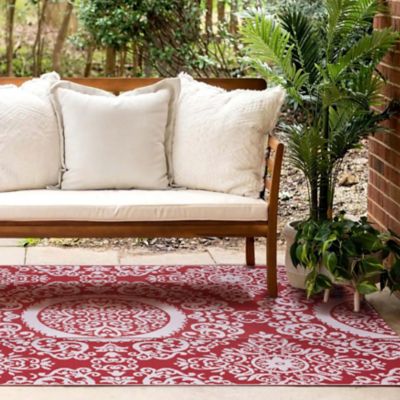 Image showing 6 th Nuu Garden Polypropylene Indoor/Outdoor Tribal Inspired Floral Area Rug, 6 x 9ft.