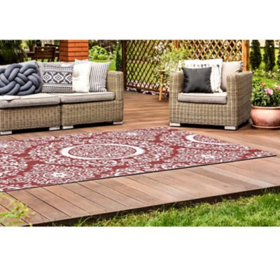 Image showing 8 th Nuu Garden Polypropylene Indoor/Outdoor Tribal Inspired Floral Area Rug, 6 x 9ft.