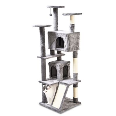 Cat Craft 63 in. 7-Level Cat Activity Tree Habitat with Condos, Scratchers and Toy, Gray