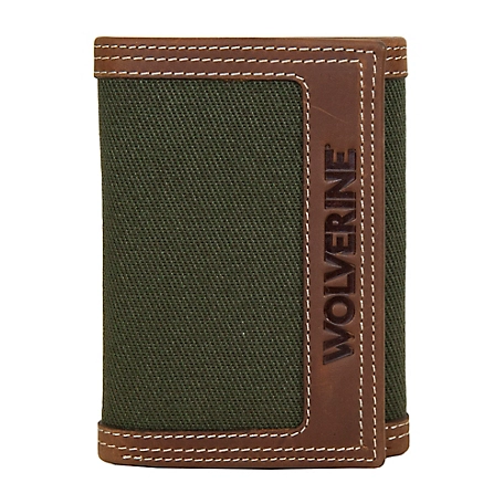 Wolverine Men's Canvas/Leather Trifold Wallet