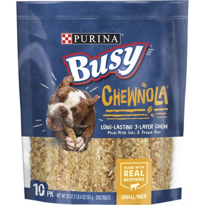 Purina Busy Rawhide Small/Medium Breed Dog Bones, Chewnola With Oats and Brown Rice