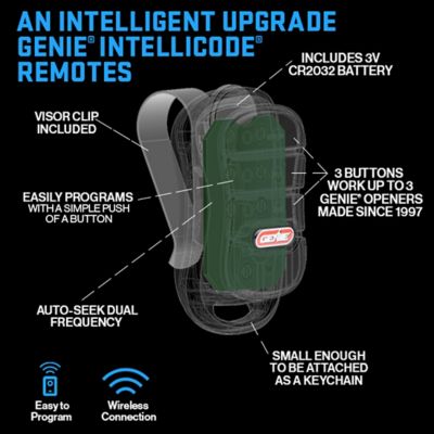 Image showing  3-Button Garage Door Opener Remote for Genie Intellicode Garage Door Openers