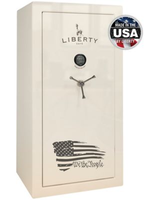 Liberty Safe We The People, 30 Long Gun + 4 Handgun, E-Lock, 60 Min. Fire Rating, Gun Safe, White Gloss