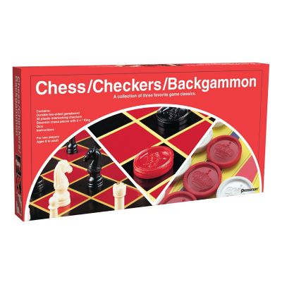 Pressman Toys Checkers/Chess/Backgammon with Folding Board