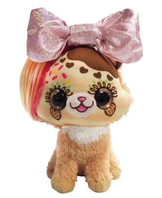 Little Bow Pets Plush Sprinkle Bow Stuffed Animal Pet, Brown Dog, 6 in.