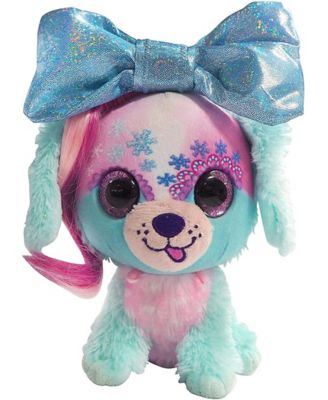 Little Bow Pets Plush Frosty Bow Stuffed Animal Pet, Blue Bow Dog, 6 in.