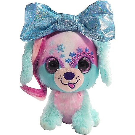 Little Bow Pets Plush Frosty Bow Stuffed Animal Pet, Blue Bow Dog, 6 in.