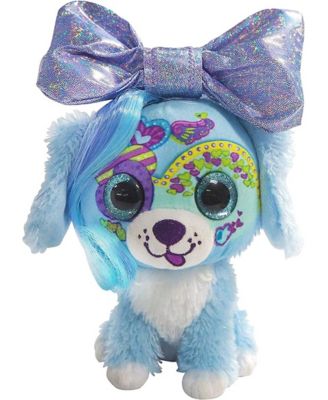 Little Bow Pets Plush Puppy Bow Stuffed Animal Pet, Purple Bow