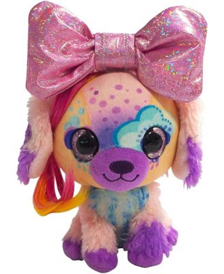 Little Bow Pets Plush Stormy Bow Stuffed Animal Pet, Pink Bow Dog, 6 in.