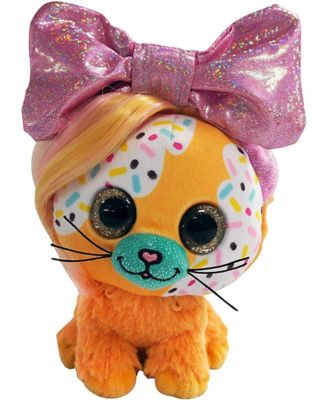 Little Bow Pets Plush Butterscotch Bow Stuffed Animal Pet, Yellow Bow Cat, 6 in.