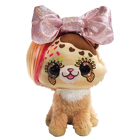 Little Bow Pets Plush Sprinkle Bow Stuffed Animal Pet, Brown Dog, 9 in.