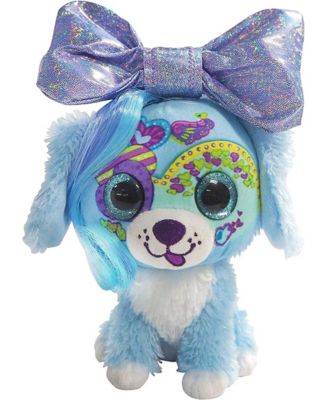 Little Bow Pets Plush Puppy Bow Stuffed Animal Pet, Purple Bow, 9 in.