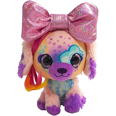 Little Bow Pets Plush Stormy Bow Stuffed Animal Pet, Pink Bow Dog, 9 in.