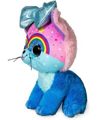 Little Bow Pets Plush Twinkle Bow Stuffed Animal Pet, Blue Bow Cat, 9 in.