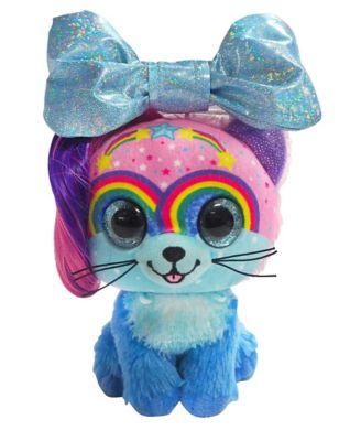 Image showing  Plush Twinkle Bow Stuffed Animal Pet, Blue Bow Cat, 9 in.