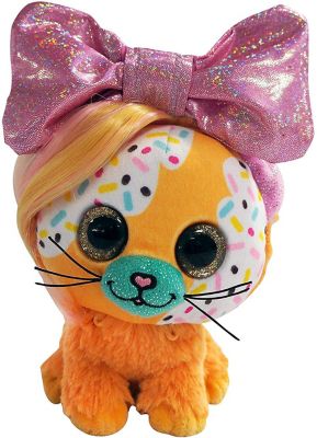 Little Bow Pets Plush Butterscotch Bow Stuffed Animal Pet, Yellow Bow Cat, 9 in.