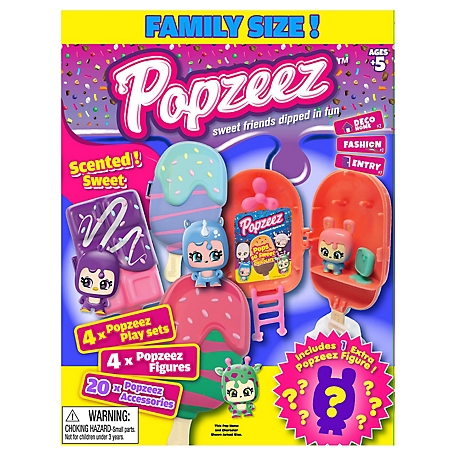 Popzeez Family Size Sweet Friends Dipped in Fun, Includes 4 Playsets, 4 Figures and 20 Accessories