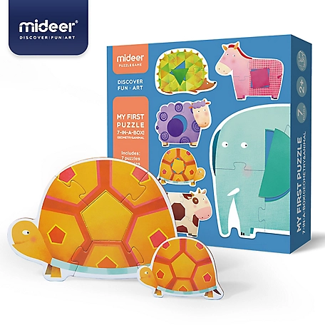 Mideer 32 pc. My First Animal Jigsaw Floor Puzzle with 7 Illustrated Animals, Preschool Learning