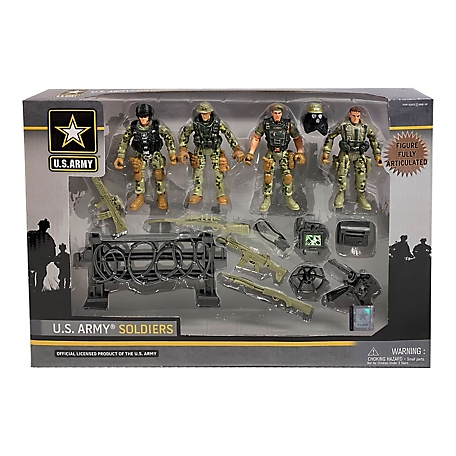 Excite U.S Army Soldiers Fully Articulated Figures Playset with Accessories, 4-Pack