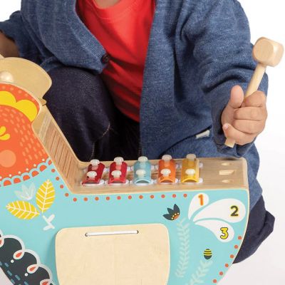 Image showing 5 th Manhattan Toys Musical Chicken Wooden Instrument Set with Xylophone, Drumsticks, Cymbal and Maraca