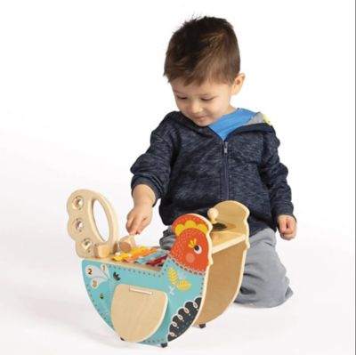 Image showing 7 th Manhattan Toys Musical Chicken Wooden Instrument Set with Xylophone, Drumsticks, Cymbal and Maraca