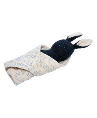 Image showing  Embroidered Plush Bunny Baby Rattle and Soft Cotton Burp Cloth, 16 in. x 16 in.