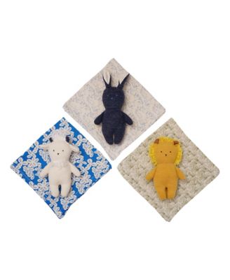 Image showing  Embroidered Plush Bunny Baby Rattle and Soft Cotton Burp Cloth, 16 in. x 16 in.