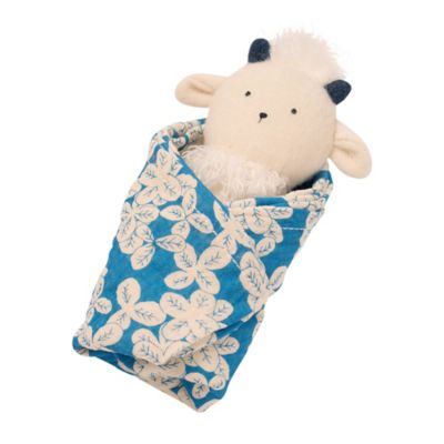 Manhattan Toys Embroidered Plush Goat Baby Rattle with Soft Cotton Burp Cloth, 16 in. x 16 in.
