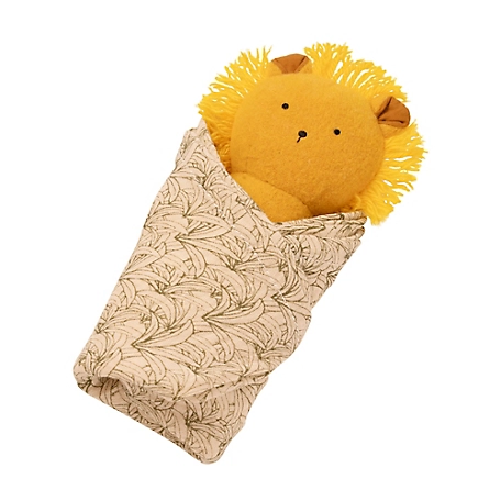 Manhattan Toys Embroidered Plush Lion Baby Rattle with Soft Cotton Burp Cloth, 16 in. x 16 in.