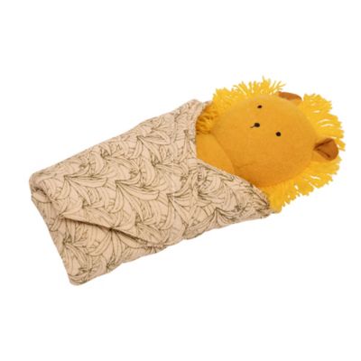 Image showing  Embroidered Plush Lion Baby Rattle with Soft Cotton Burp Cloth, 16 in. x 16 in.